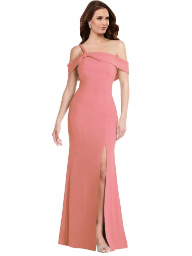 Wholesale One Shoulder Draped Cuff Maxi Prom Dress with Front Slit