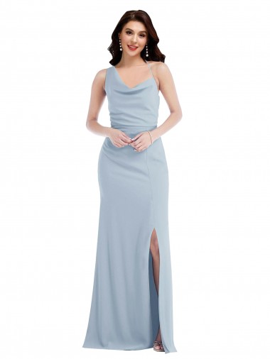 Wholesale One Shoulder Draped Cowl Neck Maxi Prom Dress