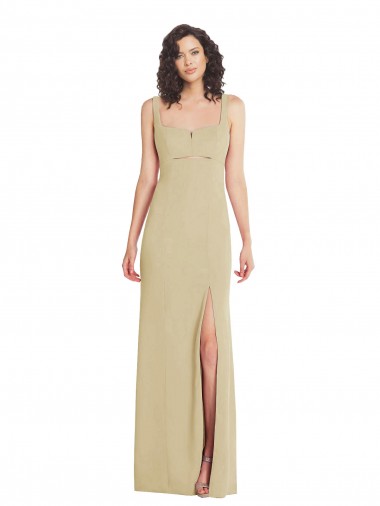 Wholesale Wide Strap Slash Cutout Empire Crepe Prom Dress with Front Slit