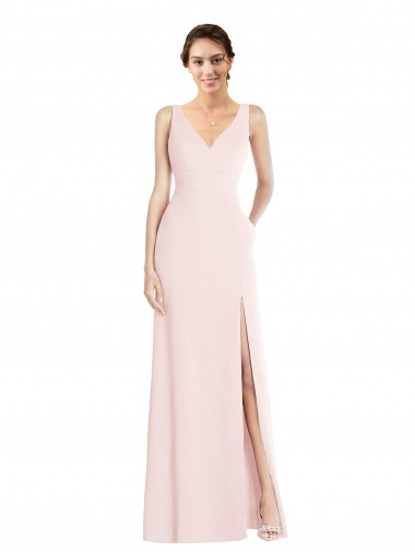 Wholesale Square Neck Low Back A-Line Prom Dress with Front Slit and Pockets