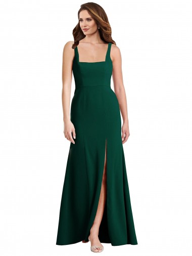 Wholesale Square Neck Trumpet Maxi Prom Dress with Front Slit