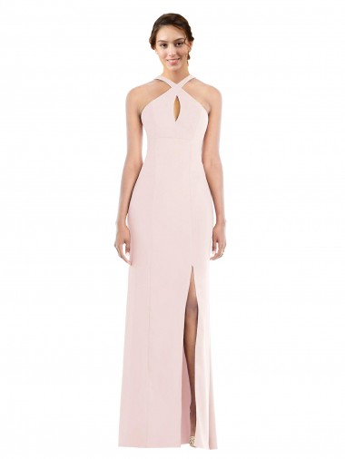 Wholesale Criss Cross Halter Princess Line Trumpet Crepe Prom Dress