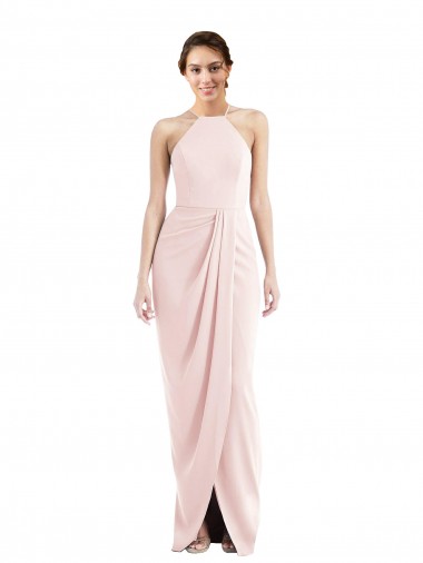 Wholesale Halter Draped Tulip Skirt Maxi Prom Dress