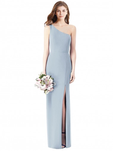 Wholesale One Shoulder Crepe Trumpet Prom Dress with Front Slit