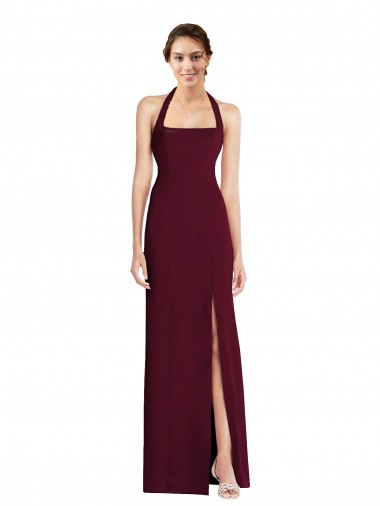Wholesale Tie Halter Open Back Trumpet Prom Dress