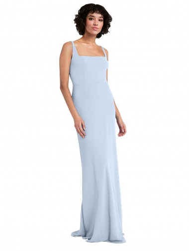 Wholesale Slim Square Neck Fit and Flare Full Length Stretch Crepe Prom Dress
