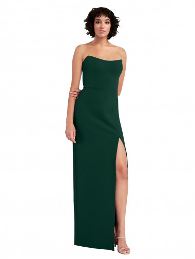 Wholesale Scooped Strapless Neckline Crepe Prom Dress with Side Slit