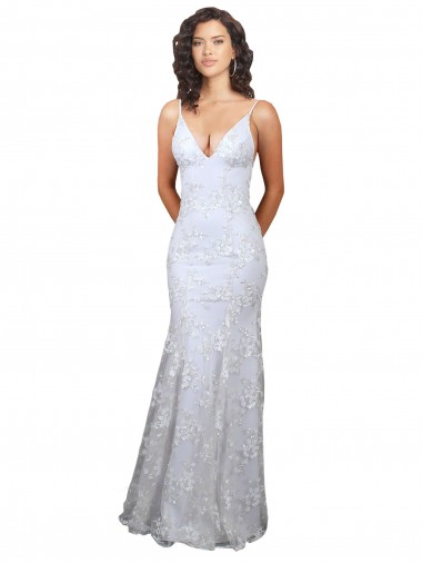 Wholesale V-Neckline Backless Floral Patterned Sequin Formal Prom Dress