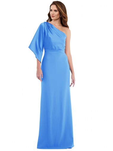 Wholesale One Shoulder Bell Sleeves Trumpet Prom Dress