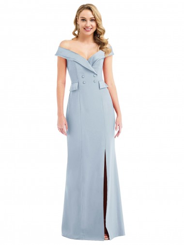 Wholesale Off the Shoulder Tuxedo Maxi Prom Dress with Front Slit