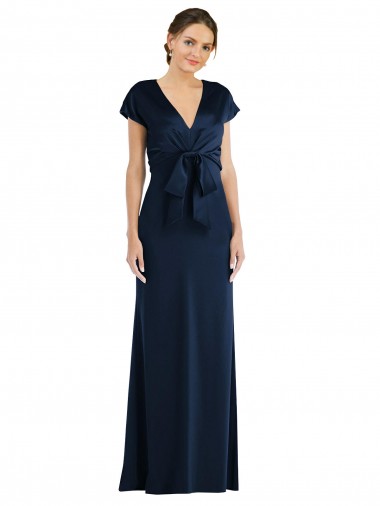 Wholesale Soft Bow Blouson Bodice Trumpet Crepe Prom Dress