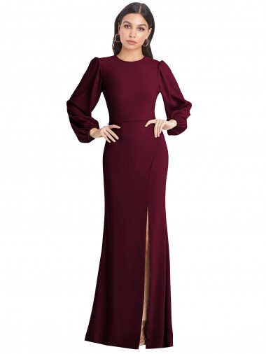 Wholesale Puff Sleeves Long Maxi Briddesmaid Dress with Cutout Tie Back