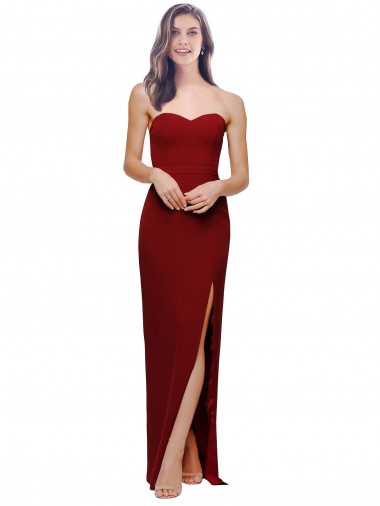 Wholesale Straight Pencil Skirt Long Sweetheart Crepe Prom Dress with High Side Split