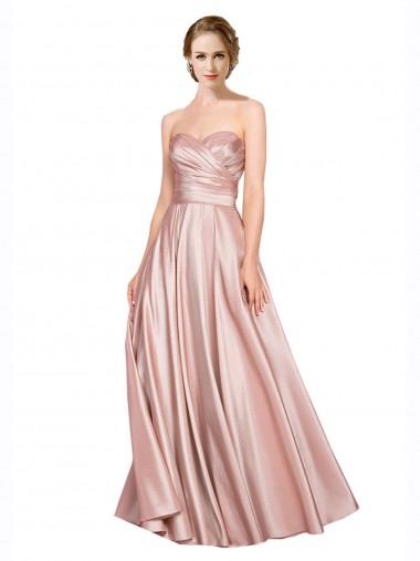 Wholesale Long Plated Strapless Sweetheat Stretch Satin Prom Dress