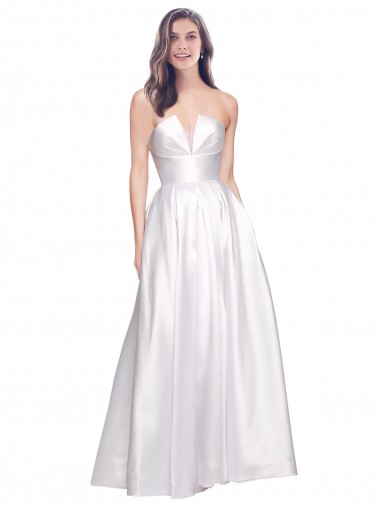 Wholesale Full Length Strapless V-Cutout Stretch Satin Prom Dress