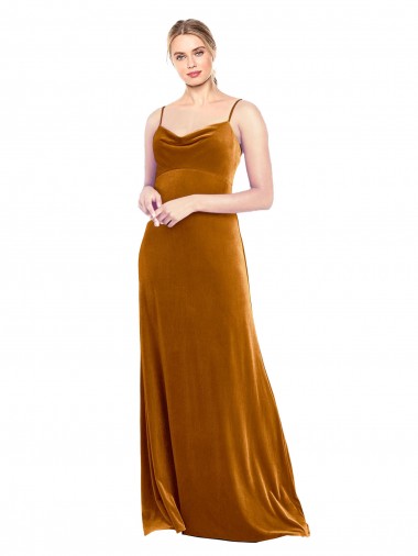 Wholesale Long Velvet Cowl Neck Slip Prom Dress