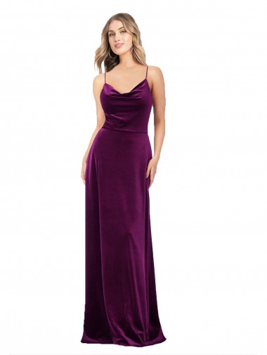 Wholesale Draped Neckline Spaghetti Straps Velvet Prom Dress