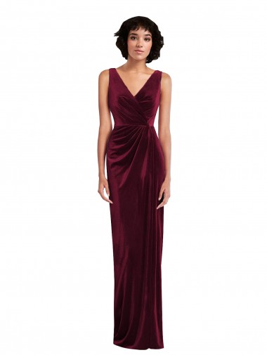 Wholesale Draped Skirt Faux Wrap Velvet Maxi Prom Dress