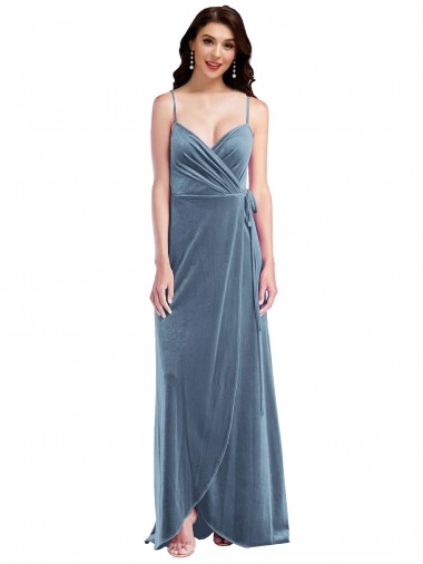 Wholesale Velvet Wrap Maxi Prom Dress with Pockets