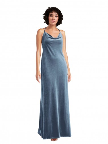 Wholesale Cowl Neck Velvet Maxi Slip Prom Dress