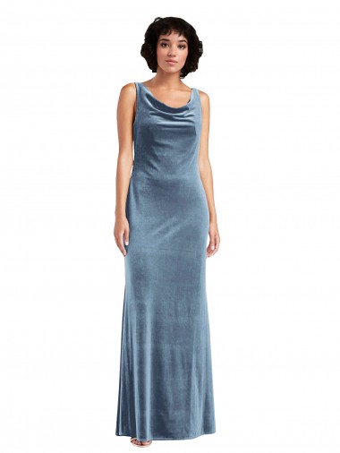 Wholesale Floor Length Cowl Neck Long Stretch Velvet Maxi Prom Dress