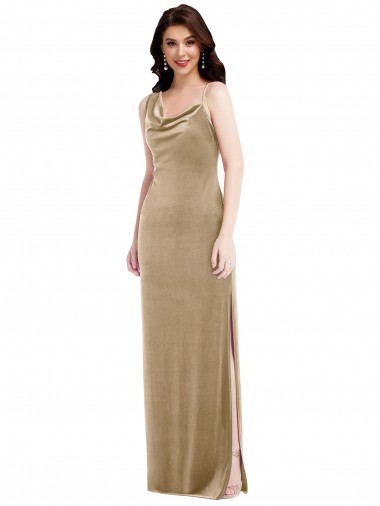 Wholesale Asymmetrical One Shoulder Velvet Maxi Slip Prom Dress