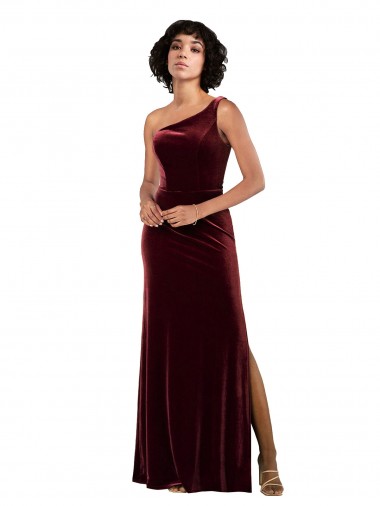 Wholesale One Shoulder Floor-Length Velvet Prom Dress